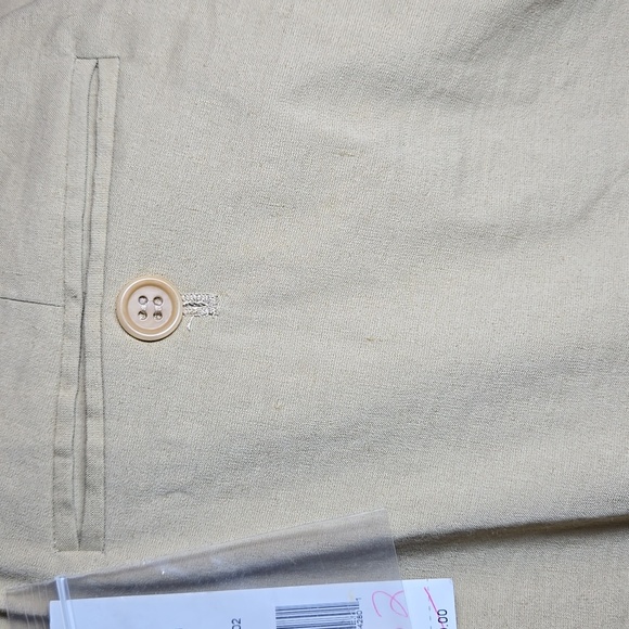 Theory Emery T Linen Rayon Stretch Crunch Khaki High-Waist Wide-Leg Trousers - Picture 10 of 16